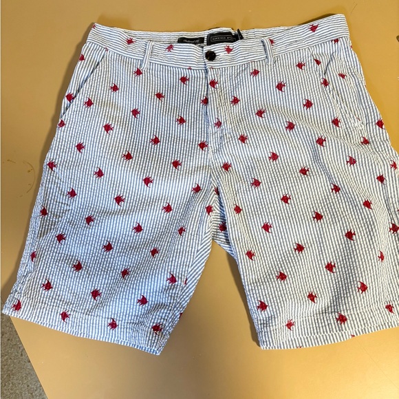 Men’s seersucker Embroidered Fish Motif shorts Size 34 - Picture 2 of 6